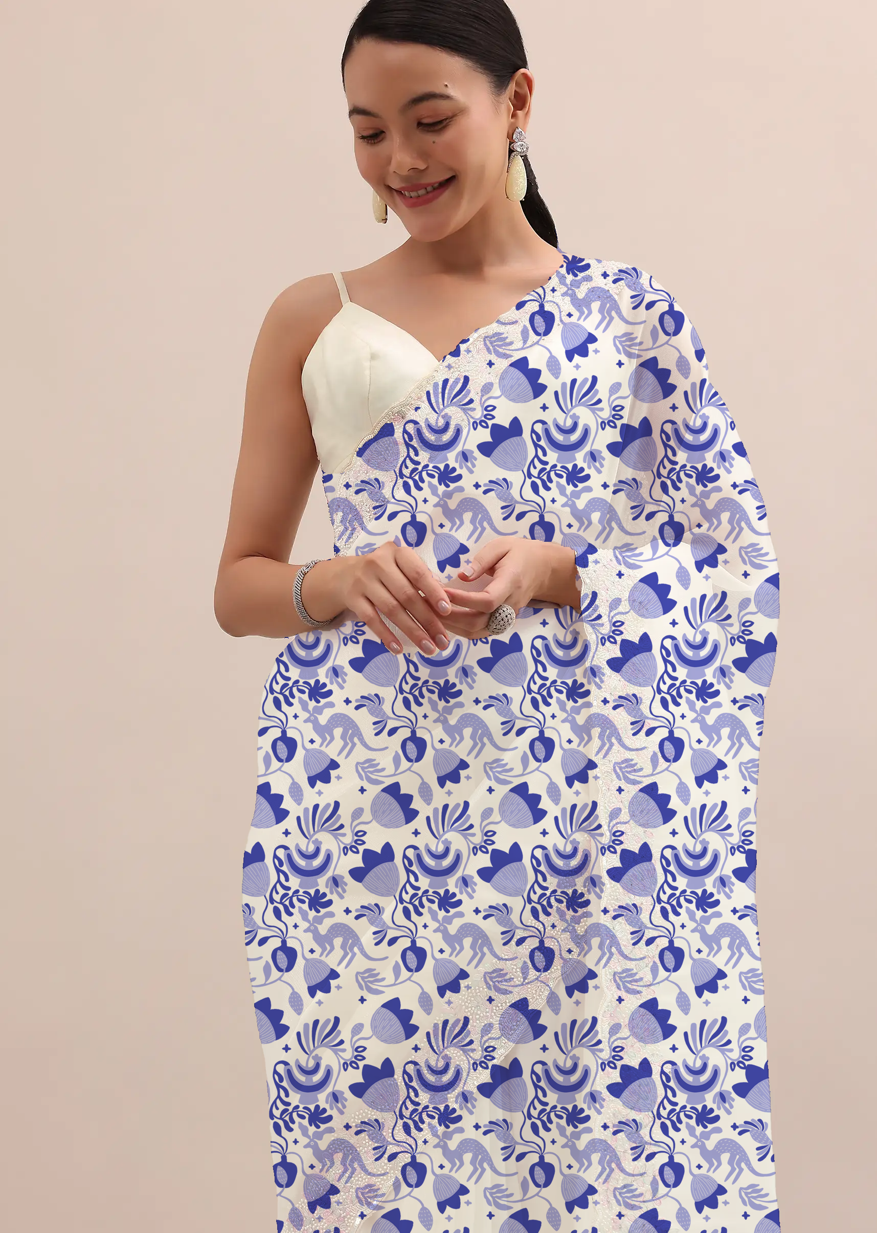 Karoo handcrafted lightweight cotton saree, soft mul cotton saree perfect for travel and everyday wear by Shayora